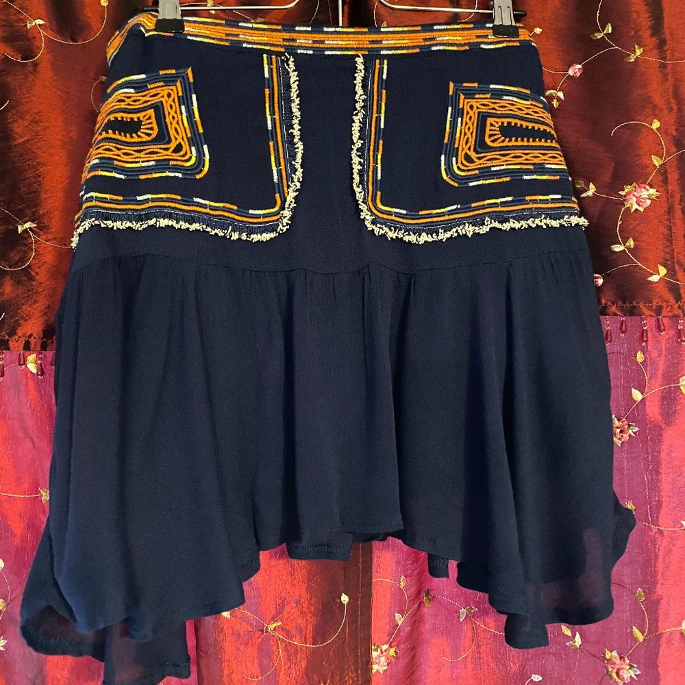 Funky Blue Embroidered Skirt